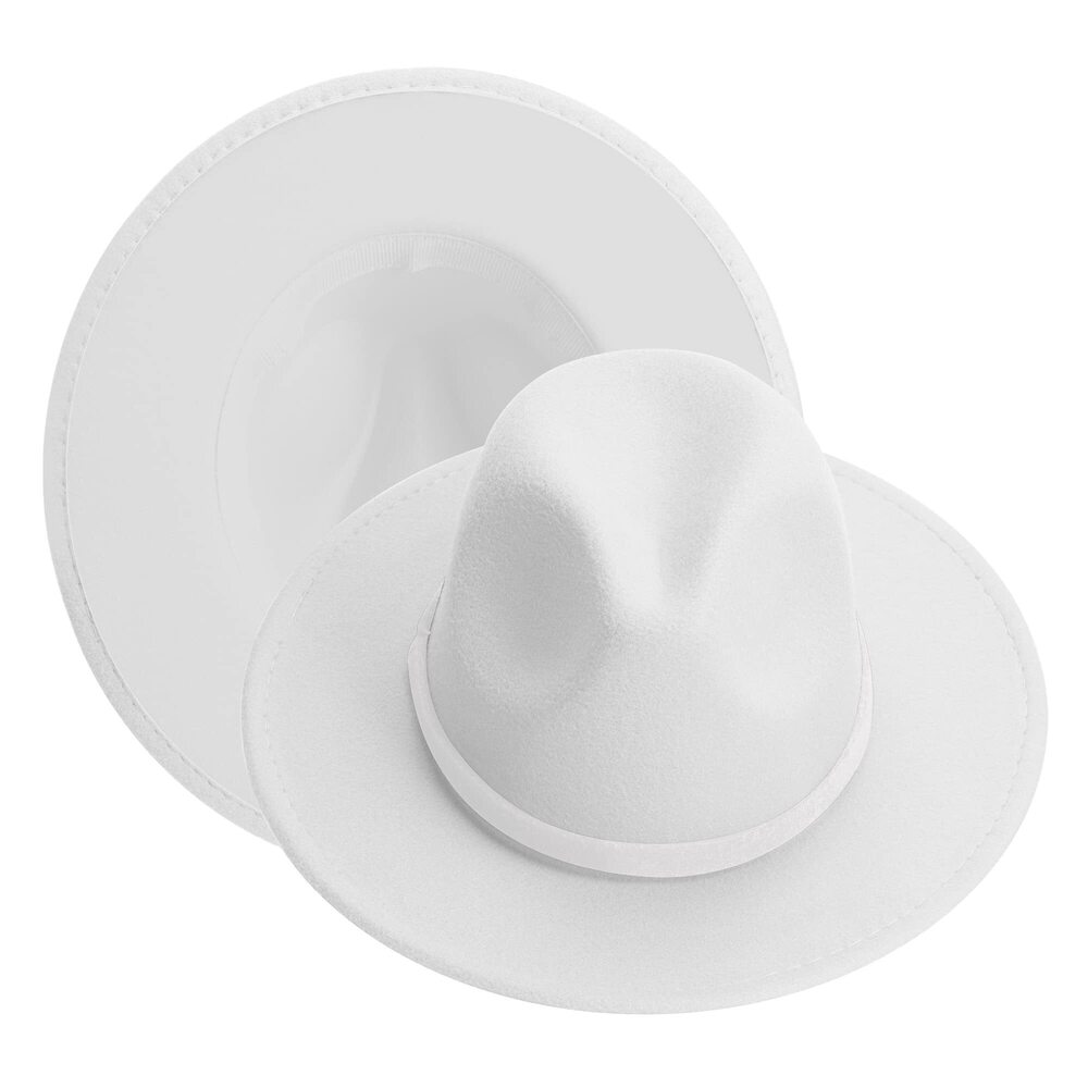 3294 Wide Brim Fedora Hat White